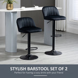 English Elm Homcom Adjustable Bar Stools Set Of 2, Velvet Counter Height Barstool, Upholstered Kitchen Stool With Swivel Seat, Steel Frame, Footrest For Kitchen Counter and Dining Room, ‎Black