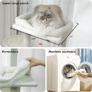 English Elm 68in Tall Six Level Plush Cat Tower with Sisal Posts Hammock Cave and Washable Perches Beige W243P326780