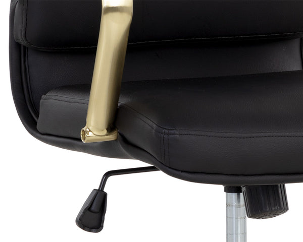 Sunpan Kleo Modern Office Chair with Gold Stainless Steel Frame and Luxurious Faux Leather for Comfort Onyx
