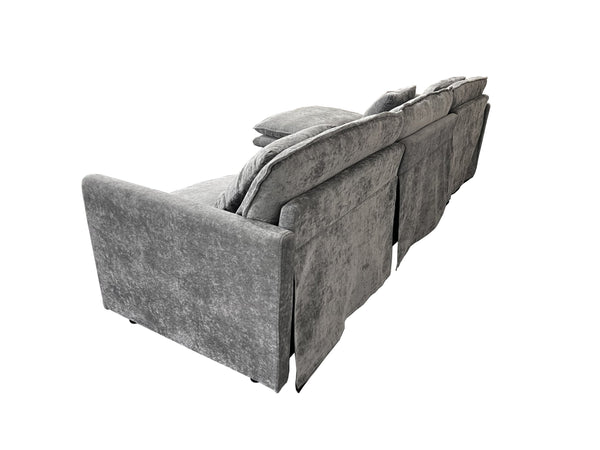 English Elm 108-inch Modular Chenille Sectional Sofa Deep Seat L-shape for Open Living Rooms Gray W2795S00046
