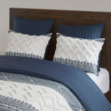 INK+IVY Mila Global Inspired 3 Piece Cotton Comforter Set with Chenille Tufting II10-1061 Navy