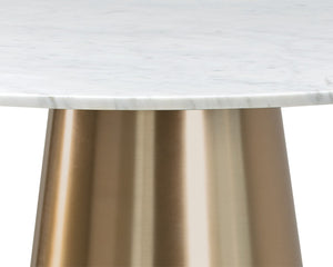 Sunpan DAMON Bar Table - Modern Elegance with Brushed Gold Base and Unique White Marble Top Design 104428