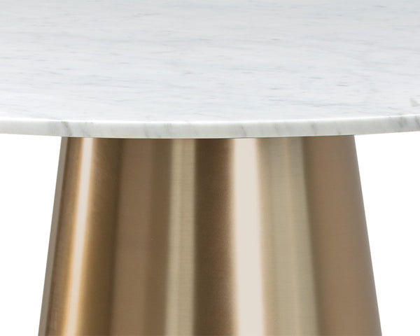 Sunpan DAMON Bar Table - Modern Elegance with Brushed Gold Base and Unique White Marble Top Design 104428