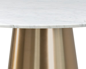 Sunpan Damon Bar Table - Stunning White Marble Top with Elegant Tapered Design for Modern Dining Spaces Gold