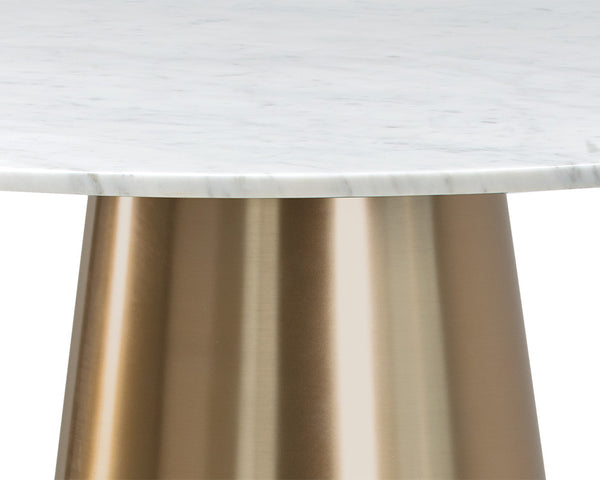 Sunpan Damon Bar Table - Stunning White Marble Top with Elegant Tapered Design for Modern Dining Spaces Gold
