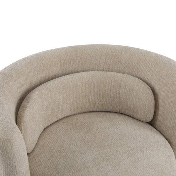 English Elm Christopher Knight Home® - Swivel Contemporary Accent Armchair with Lumbar Pillow, 360° Rotation, Metal Base Durability khaki 37.75 L x 33.75 W x 26.5 H N776P368491K