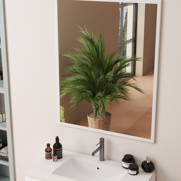 English Elm 31.5inch Floating Bathroom Cabinet with Dual Soft-Close Drawers, Large Storage, Modern Decor Line White W3151S00002
