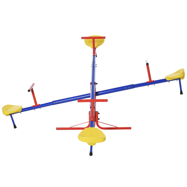 English Elm Outsunny 4 Seat Steel Spinning Seesaw Backyard Playground Equipment for Kids W2225P200487