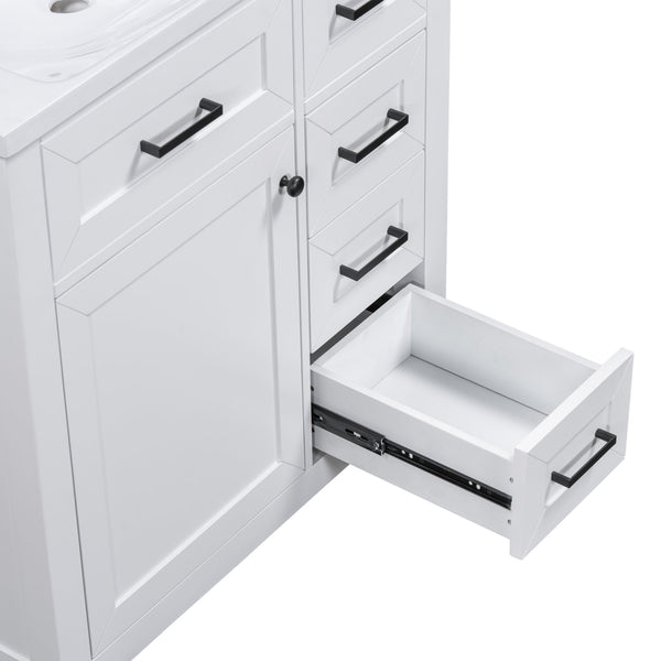 English Elm 30" Modern Bathroom Vanity With Sink Combo - Stylish White Cabinet, Ample Storage & Durable Design N725S999222K-6