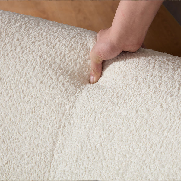 English Elm Modern Curved Sofa Romantic Heart Backrest in Beige Fleece with Deep 25" Seat, Plush Pillows & Two-Piece Shippping W3208S00015