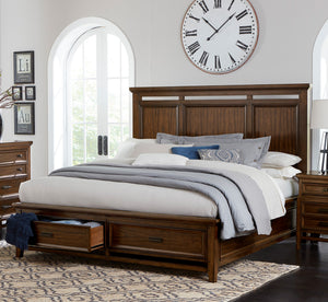 English Elm Classic Queen Platform Storage Bed Mindy Veneer Tall Headboard Traditional Bedroom B011S01609