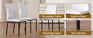 English Elm Luxury Modern Dining Chair Set Of 6 - White Pu With Black Metal Legs, Ergonomic Comfort & Style W1151P282703
