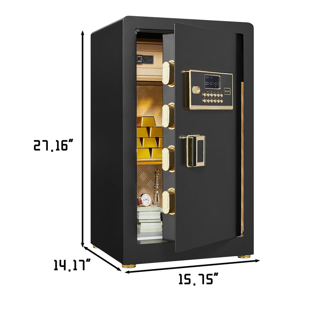 English Elm Solid Steel Digital Safe with Led Interior Keypad Lock Felt Lining Home Office Use T3625P372661