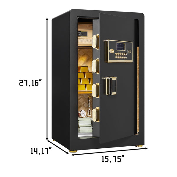 English Elm Solid Steel Digital Safe with Led Interior Keypad Lock Felt Lining Home Office Use T3625P372661