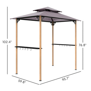 English Elm Ventilated Grill Gazebo with Dual Vented Canopy Side Awning Shelves and Steel Frame T3971P426141