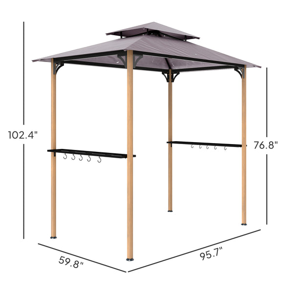 English Elm Ventilated Grill Gazebo with Dual Vented Canopy Side Awning Shelves and Steel Frame T3971P426141