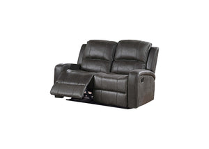 English Elm Manual Reclining Loveseat Faux Leather Tufted Two Seat Living Room Sofa Square Arm Smoke B011P468572