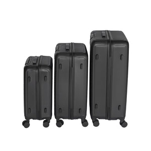 English Elm 2025 Hardshell Abs 3 Piece Luggage Set Matte Spinner Wheels Combo Lock Travel Acacia Wood,Antique Black W2710P417747