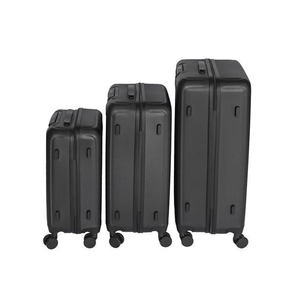 English Elm 2025 Hardshell Abs 3 Piece Luggage Set Matte Spinner Wheels Combo Lock Travel Acacia Wood,Antique Black W2710P417747