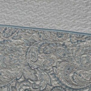 English Elm 5 Piece Jacquard Bedspread Set with Throw Pillows Queen Paisley Pattern Grey-Trimmed Quilted Luxury Teal 18.11 L x 22.83 W x 8.27 H B035P148360