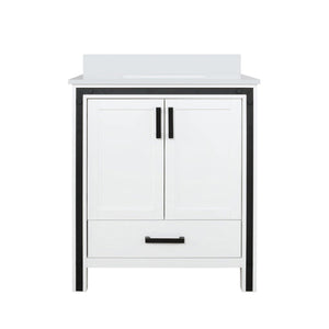 English Elm White Bath Vanity 30" W X 22" D With Durable Quartz Top, Soft-Close Storage & Modern Design Features B2731P260585-GIGA