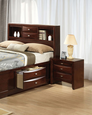 English Elm Contemporary Eastern King Storage Bed Set Cherry Wood Bookcase Headboard Nightstands B2741S00570