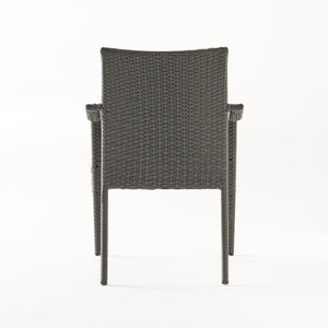 English Elm 5 Piece Outdoor Acacia Wood Dining Set with Wicker Chairs and Weather Resistant Cushions N773OD00149G