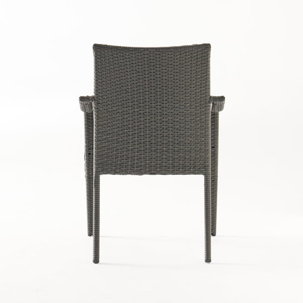 English Elm 5 Piece Outdoor Acacia Wood Dining Set with Wicker Chairs and Weather Resistant Cushions N773OD00149G