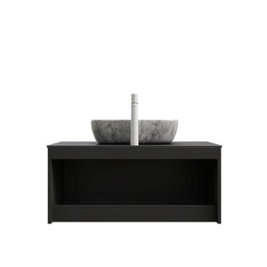 English Elm Dina Floating Bathroom Vanity Sintered Stone Top Glass Basin Striped Plywood Cabinet W2615S00526