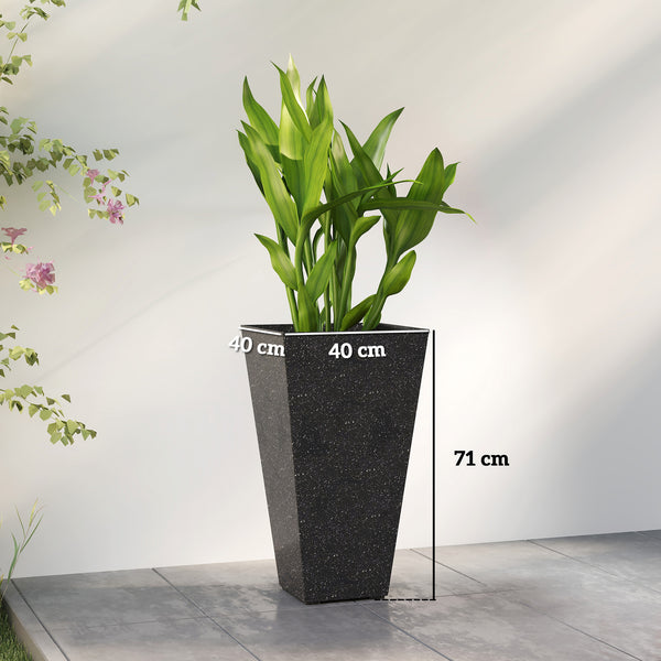 English Elm Outsunny Tall Marble Finish Plastic Planters Set of 3 Stackable Outdoor Tapered Pots W2225P485533