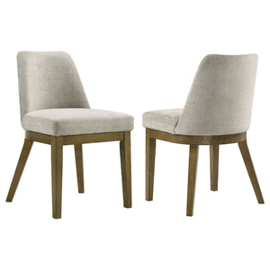 English Elm Bryant Light Tan Upholstered Dining Side Chair Set of 2 — Rounded Back, Tapered Legs, Warm Wood Comfort B062P375413