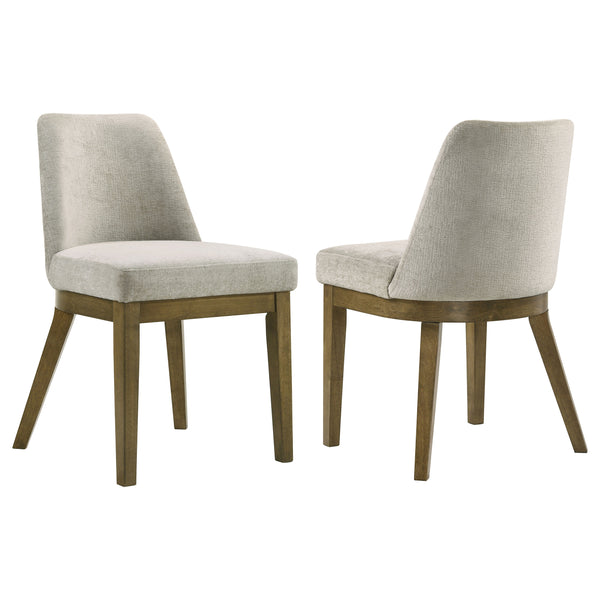 English Elm Bryant Light Tan Upholstered Dining Side Chair Set of 2 — Rounded Back, Tapered Legs, Warm Wood Comfort B062P375413