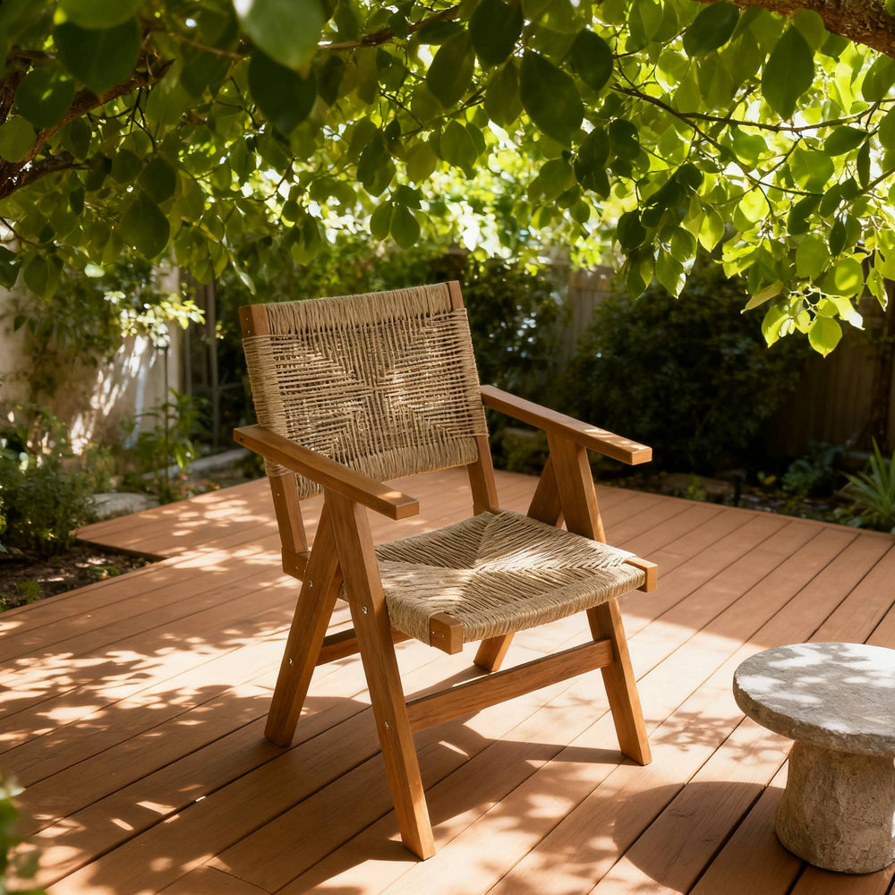 English Elm Lounge Teak Color Outdoor Chair - All-Weather Comfort, Stylish Design, Easy Storage & Quick Assembly W2085P364104