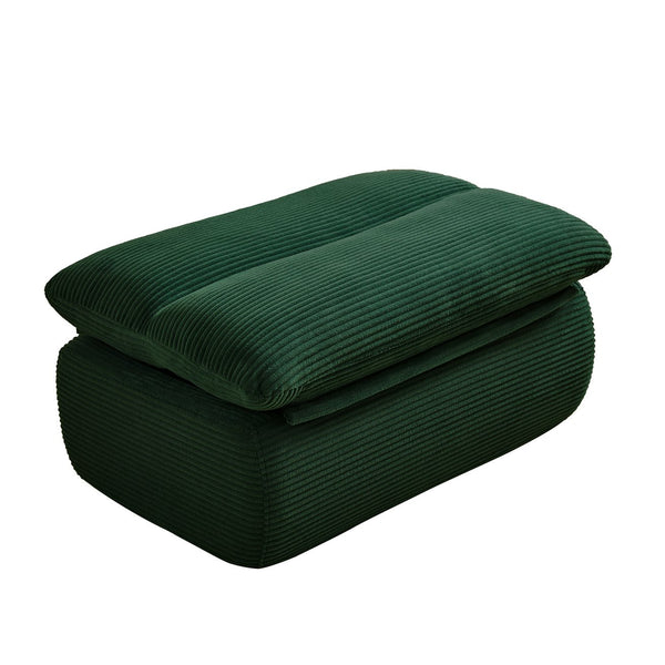 English Elm Modern Compressed Lounge Chair with Ottoman Corduroy Recliner Small Space Sofa High-Density Foam Comfort Green W1036P251819