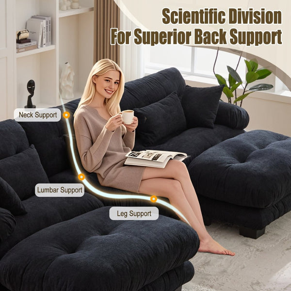 English Elm United We Win U-Shaped Modular Cloud Couch With 2 Ottomans & Bolster Pillows For Ultimate Comfort W1568S00196-GIGA