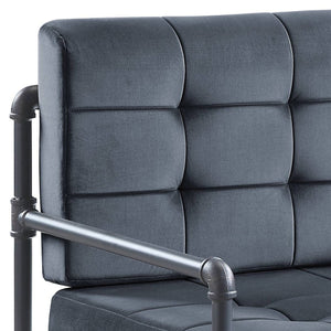 English Elm Brantley Gray Velvet Accent Chair with Sandy Gray Finish, Memory Foam Seat & Pillow, 220 lb Capacity B2726P287572