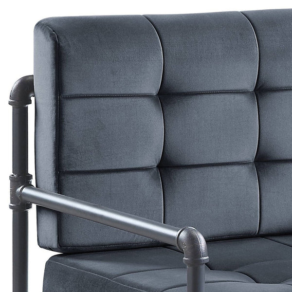 English Elm Brantley Gray Velvet Accent Chair with Sandy Gray Finish, Memory Foam Seat & Pillow, 220 lb Capacity B2726P287572