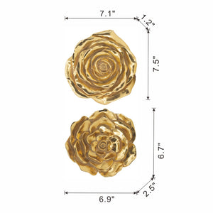 English Elm S/2 Gold Rose Wall Accents - Elegant Floral Decor For Modern Interiors, Timeless Botanical Accent Pieces W2078P223156-GIGA