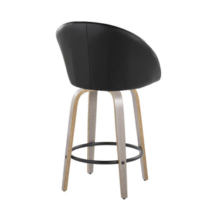 English Elm Fixed-height Swivel Counter Stools with Faux Leather Seats and Chrome Footrest Set of 2 Black B202S01838