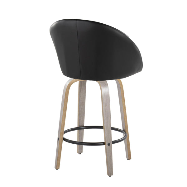 English Elm Fixed-height Swivel Counter Stools with Faux Leather Seats and Chrome Footrest Set of 2 Black B202S01838