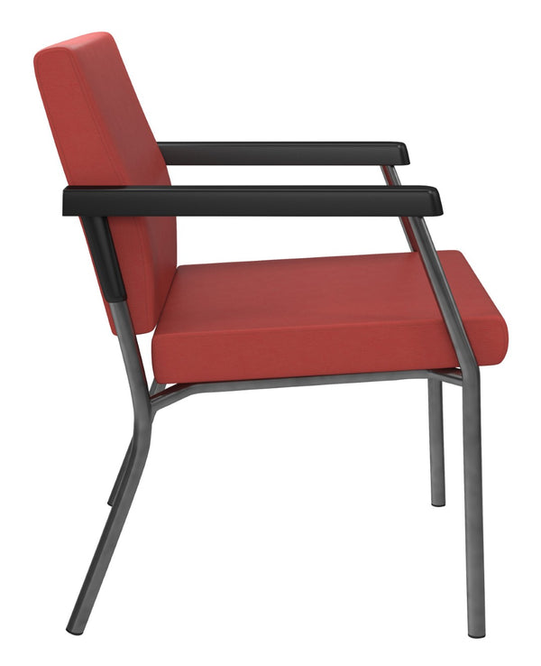 OSP Home Furnishings Bariatric Guest Chair with Reinforced Metal Frame and Pu Arms for Medical Waiting Rooms Lipstick BC9601-R100