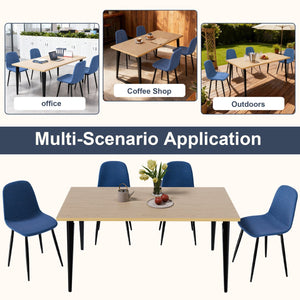 English Elm 63-Inch Rustic Industrial Dining Table Set With 4 Blue Chairs, Durable Iron Legs For Home & Patio W2699S00066