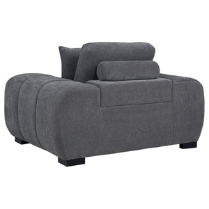 English Elm Plather Channel Tufted Accent Chair Wide Waterfall Arms Foam Seat Living Room Charcoal Grey B062P447953