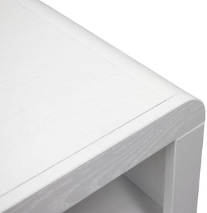 English Elm Haven 78" Bookcase Pier Cabinet — Oak Veneer, Curved Transitional Design with Shelves & Doors (No Assembly) White B108P364418