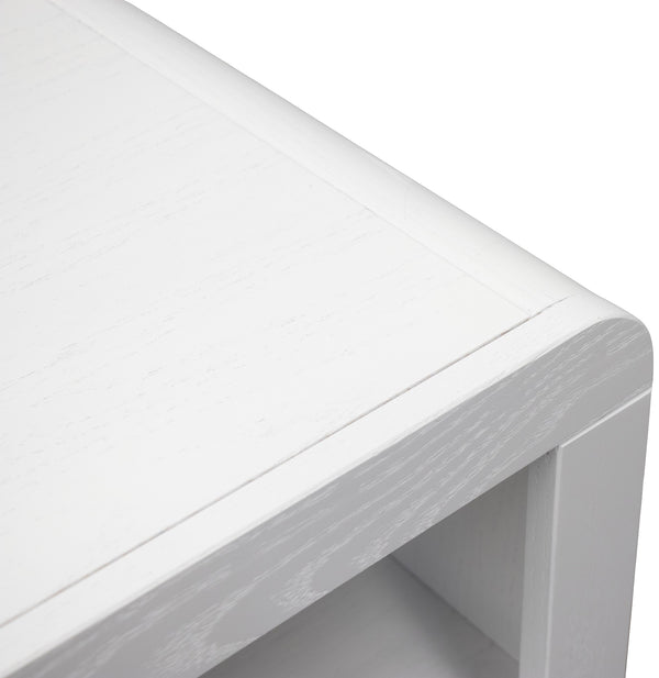 English Elm Haven 78" Bookcase Pier Cabinet — Oak Veneer, Curved Transitional Design with Shelves & Doors (No Assembly) White B108P364418