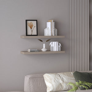 English Elm Ecco Floating Shelves Set of 2 with Hidden Brackets, Sleek Matte Finish for Books & Decor - Space-Saving Wall Storage taupe 32 L x 11 W x 4 H B200P235853