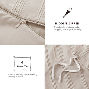 English Elm 7-piece Woven Stripe Full Comforter Set Neutral Polyester Bedding for Any Room Neutral B035P463206