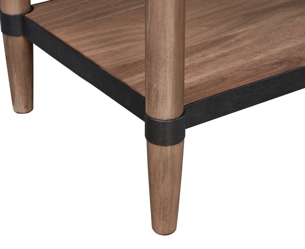 English Elm Tranquilty Mid-century Walnut Veneer Nightstand Open Shelf Tapered Legs Bedroom Storage B108P411445