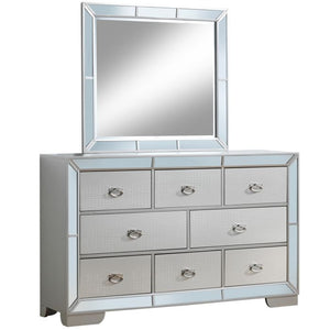 English Elm Stylish Champagne Storage Dresser with Reflective Silver Finish, 66"W Spacious Drawers, No Assembly Needed B078108441