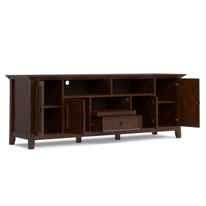 English Elm Amherst Solid Pine 72" TV Media Stand in Russet Brown with Storage Cabinets, Drawers & Cable Management B136P362544